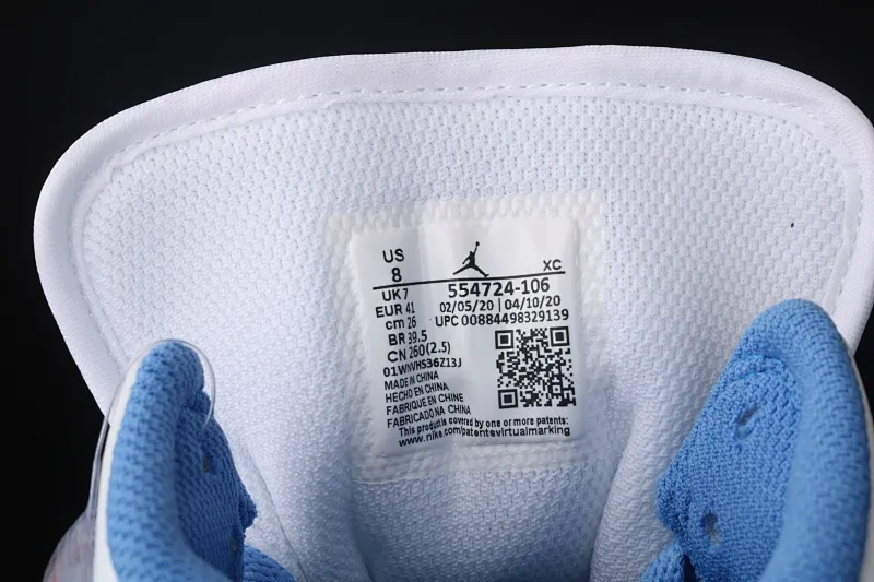 All categories Air Jordan Jordan series basketball shoes Air Jordan 1 Mid Air Jordan 1 Mid AJ1 Joe 1 white and blue 554724-106